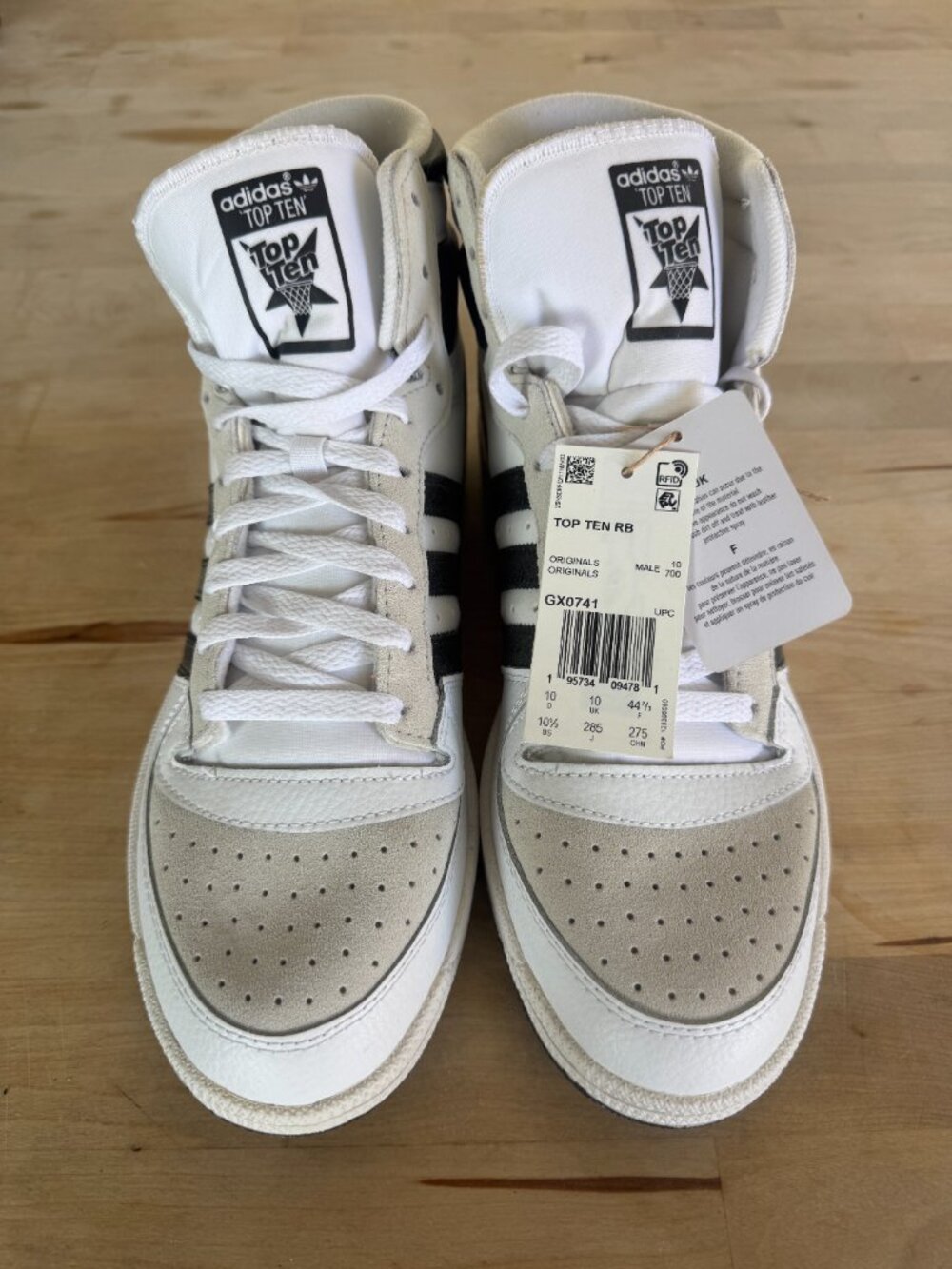 Adidas Top Ten High Top Shoes White and Black size 10.5 NWT